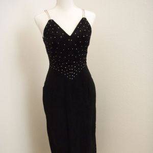 Gorgeous Classic Vintage 80’s Black Suede Leather Dress